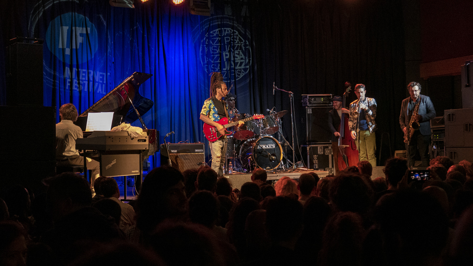 Tony Allen performing at Internet Festival in Pisa, 2019.