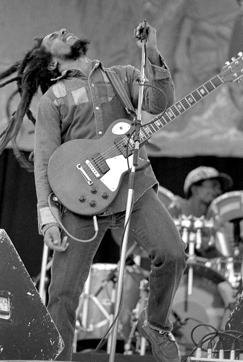 Bob Marley performing at Dalymount Park in Dublin, 1980.