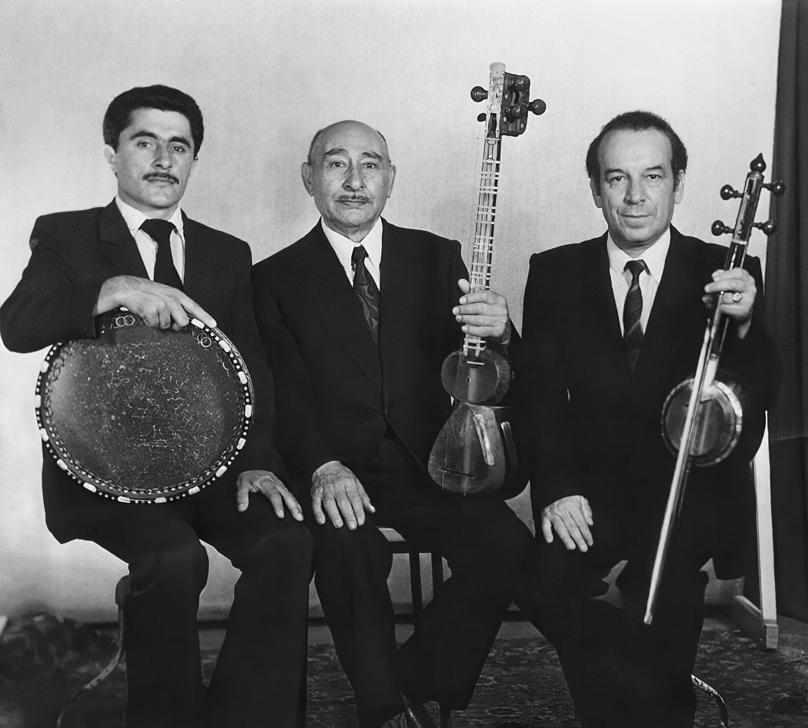 Alim Qasimov, Bahram Mansurov and Talat Bakikhanov, photographed in 1983.
